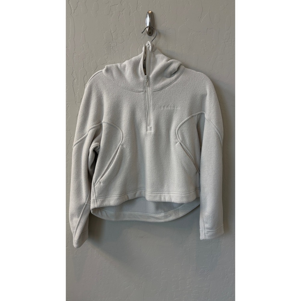 Lululemon Looped Terry Fleece Half-Zip Hoodie‎ Bone White W3GW5S Size 4